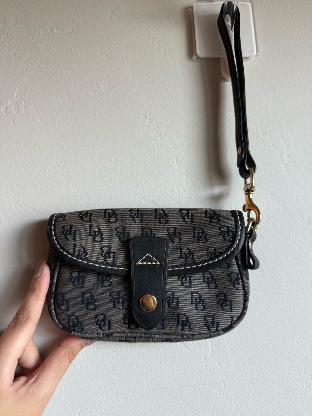 Y2K Dooney & Bourke Charcoal Monogram Canvas Wristlet